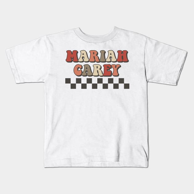 Mariah Carey Checkered Retro Groovy Style Kids T-Shirt by Time Travel Style